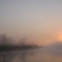 Sunrise through fog