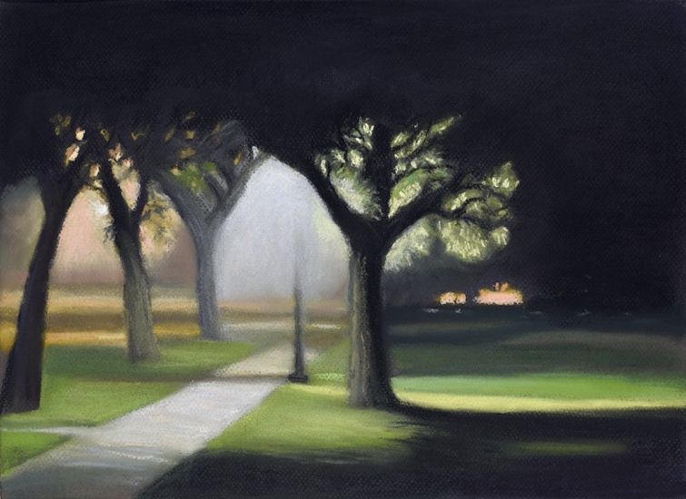 evening walk with dark shadows